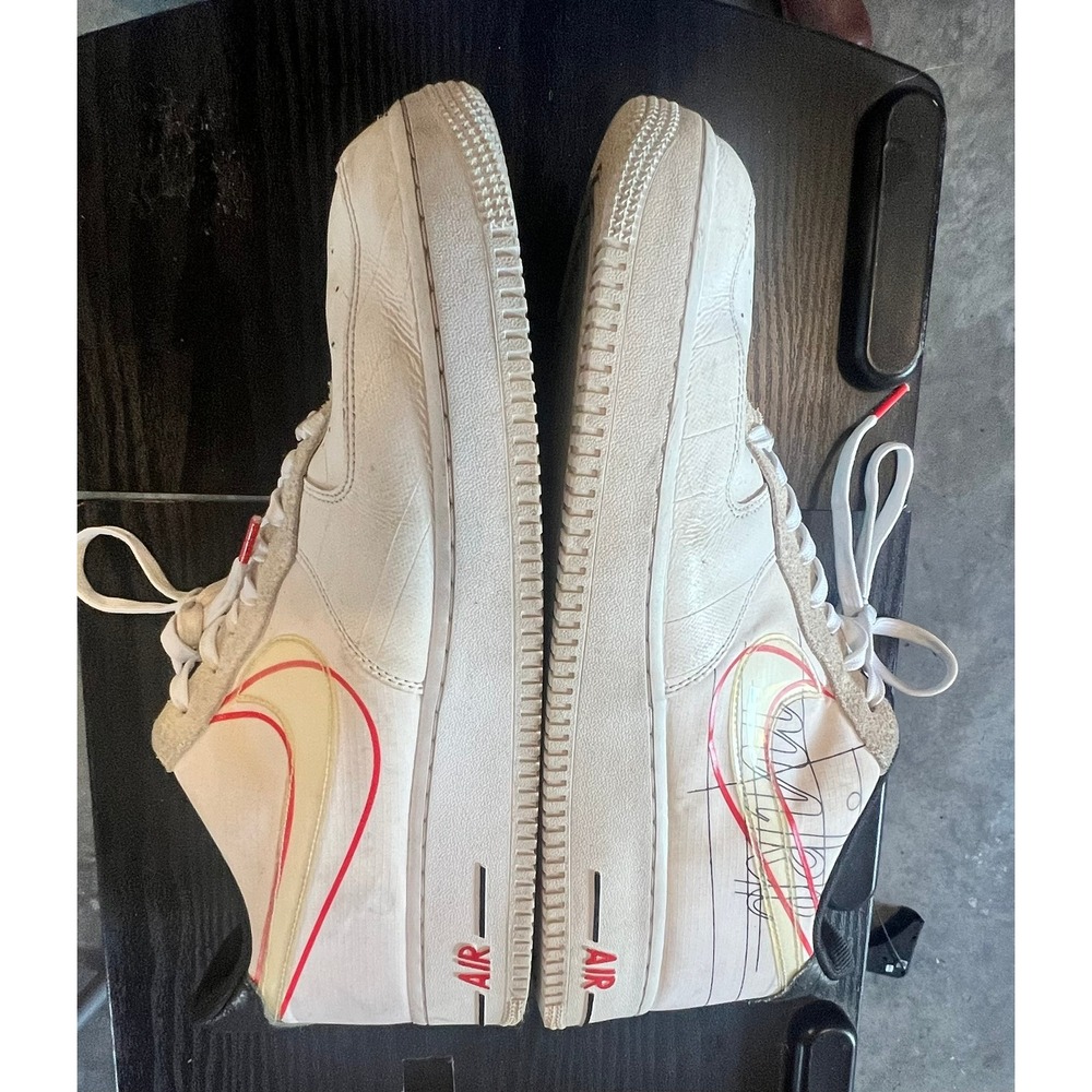 Nike Air Force 1 Low Script Swoosh White Red Mens Size 13 CK9257-100 - Picture 4 of 6